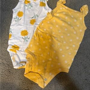 Carter's Yellow and White Floral Bodysuits